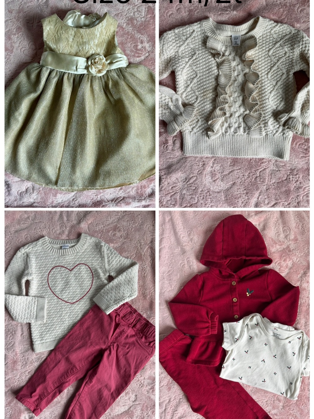 Toddler Girls Mixed Outfit Set - Ivory Dress & cream and holiday set, sweater